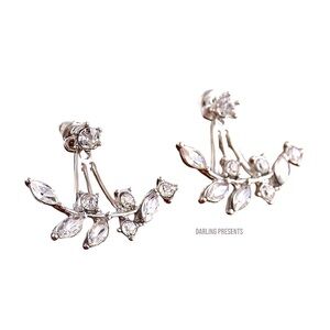 Crystal Double Sided Earrings Women Color Silver